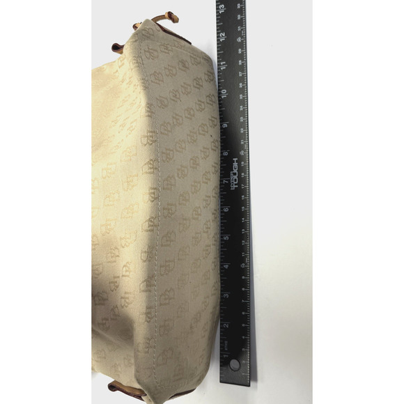 Dooney & Bourke Mini Tassel Tote Monogram Canvas Leather Trim H538QBO Beige - Picture 7 of 11